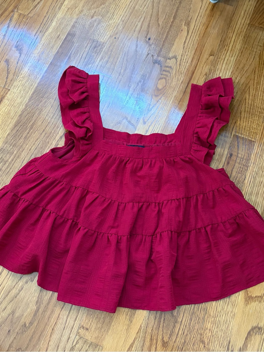 Ruffle Tiered Tank Top - Red